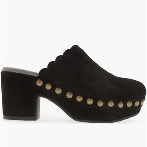 CHOCOLAT BLU women's gemini scalloped w-studs clog in black suede Sz 9